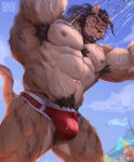 abs absurd_res anthro biceps clothing felid fur hi_res lion male mammal muscular muscular_anthro muscular_male nipples pantherine pecs physen solo underwear vein veiny_muscles