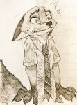  anthro canine clothing disney fox male mammal necktie nick_wilde sketch solo zootopia 剱海 