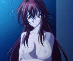 angry bikini black_eyes blush breasts cool_&amp;_sexy_(idolmaster) crossed_arms domination huge_breasts hyouju_issei night night_sky nipples no_bra no_panties non-web_source nose_blush red_hair rias_gremory see-through shirt sky swimsuit tall white_shirt 