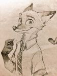  anthro canine clothing disney fox male mammal necktie nick_wilde sketch zootopia 剱海 