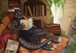  2018 anthro book female horn kobold reading scalie sek 