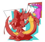 anthro athletic blush dragon featureless_crotch goo_creature goo_transformation horn humanoid lizardman_(artist) long_body male mythological_creature mythological_scalie mythology red_body scalie sequence solo transformation