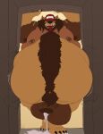  absurd_res anthro balls belly belly_focus big_balls big_belly big_muscles big_penis bodily_fluids body_hair breaking_wall brown_body brown_fur brown_hair canid canine canis claws clothing crumbling doorframe doorway ear_piercing fluffy fur genital_fluids genitals graydien hair hairy happy_trail hat hat_over_eyes headgear headwear hi_res huge_balls huge_belly huge_penis hyper hyper_balls hyper_genitalia hyper_penis leaking_precum long_hair male mammal mostly_nude musclegut muscular muscular_anthro muscular_male nathan_(graydien) navel nipple_piercing nipples nude obese obese_anthro obese_male open_mouth overweight overweight_anthro overweight_male penis piercing precum precum_pool red_clothing red_hat red_headwear red_tongue solo standing tan_body tan_fur teeth tongue tongue_out trucker trucker_hat wolf 