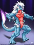  2011 anthro dragon featureless_crotch kazat male muscular muscular_male nude purple_eyes scalie signature solo url 