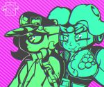  2018 animal_humanoid beauty_mark cephalopod cephalopod_humanoid chain chromatic_aberration clothed clothing cosplay digital_media_(artwork) duo ear_piercing female gloves hat humanoid inkling jojo&#039;s_bizarre_adventure jotaro_kujo marie_(splatoon) marina_(splatoon) marine nintendo not_furry octoling piercing smile splatoon splatoon_2 squid stand_(jjba) star_platinum sweater_pups_(artist) tentacle_hair tentacles video_games 