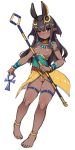  :c absurdres animal_ears ankh anklet arm_tattoo bangs barefoot belt belt_buckle black_hair blush bracer breasts buckle closed_mouth collarbone commentary_request dark_skin egyptian egyptian_clothes eyebrows_visible_through_hair full_body gold_trim hair_between_eyes harigane_shinshi high-waist_skirt highres holding holding_scepter jackal_ears jewelry long_hair looking_at_viewer neck_ring necklace nipples nose_blush original panties pointy_ears pussy red_belt red_eyes scepter shiny shiny_clothes shiny_hair shiny_skin sidelocks simple_background skindentation skirt slit_pupils small_breasts solo standing tattoo thighlet underwear veil wedgie white_background yellow_panties 
