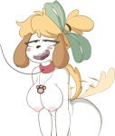  2018 ahegao anthro bedroom_eyes bhloopy big_breasts blush breasts canine choker dog female fur hair half-closed_eyes hi_res leaning leaning_forward leash looking_pleasured mammal nipples nude open_mouth pose red_hair seductive short_hair solo sweat tongue tongue_out white_fur 