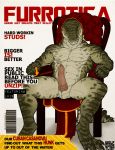  abs anthro biceps chair claws cover crocodile crocodilian crocodilian_penis english_text erection full-length_portrait green_skin looking_at_viewer luis_(thorsoneyja) magazine_cover male muscular muscular_male nude pecs portrait reptile scalie simple_background sitting smile solo spreading tan_skin text wolfguidetl 