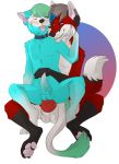  ahrkitts_old balls blue_fur blush canine collar fox fur hybrid justinefox knot looking_pleasured male male/male mammal precum zaffwyn 