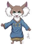  2018 absurd_res ambiguous_gender anthro big_ears chest_tuft clothed clothing cute digital_media_(artwork) ear_tuft enster_(artist) female fluffy fur fursy_(character) hair happy hi_res looking_at_viewer mammal neck_tuft open_mouth original_species otoryu_(species) otoryū_(species) oversized_clothing simple_background smile solo tuft white_background 