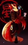  ambiguous_gender anthro card clothed clothing delphox geiru_mirua inner_ear_fluff japanese_text nintendo pok&eacute;mon pok&eacute;mon_(species) pose red_eyes solo text video_games 