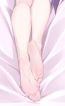  ankles barefoot bed_sheet body_pillow close-up dakimakura fate/grand_order fate_(series) feet highres long_hair lying naturalton on_bed purple_hair saint_martha saint_martha_(swimsuit_ruler)_(fate) soles solo toes 