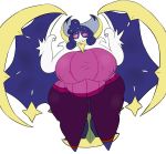  2018 anthro areola belly big_areola big_breasts big_butt big_thighs breasts butt clothed clothing cosmicscourge english_text female huge_breasts hyper hyper_breasts lunae_(cosmicscourge) lunala mature_female nintendo nipple_bulge overweight overweight_female pok&eacute;mon pok&eacute;mon_(species) simple_background sweater sweatpants text thick_thighs video_games voluptuous wide_hips 