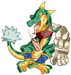  anthro balls clothed clothing cum ejaculation erection eyes_closed hands-free lizalfos lizard male nelsonnoir nintendo open_mouth orgasm partially_clothed reptile scalie simple_background sitting skyward_sword solo the_legend_of_zelda video_games 