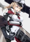  bad_id bad_pixiv_id bangs black_gloves black_legwear blonde_hair blue_eyes blush breasts capelet commentary cross crossed_arms eyebrows_visible_through_hair gloves graf_zeppelin_(kantai_collection) hair_between_eyes hat highres impossible_clothes jacket kantai_collection large_breasts long_hair machinery military military_uniform miniskirt necktie ninoude_(ninoude44) open_mouth pantyhose peaked_cap rigging sidelocks skirt solo tsurime twintails uniform 