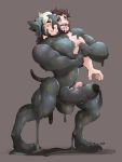  2018 2_heads 4_toes 5_fingers anthro balls beard biceps big_penis brown_hair canine digitigrade duo erection facial_hair goo_transformation hair human_to_anthro humanoid_penis hypnosis kerun male mammal merging mind_control multi_head muscular muscular_male navel nipples pecs penis precum smile spiral_eyes standing toes tongue tongue_out transformation uncut 