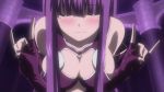  \m/ animated animated_gif blush breasts cleavage etou_fujiko eyes_closed ichiban_ushiro_no_daimaou large_breasts long_hair mole purple_hair 