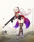  aiguillette assault_rifle bangs battle_rifle black_panties blonde_hair blush boots bracelet breasts brown_footwear brown_legwear cape character_name closed_mouth copyright_name cross crossed_legs dress explosive eyebrows_visible_through_hair full_body g3_(girls_frontline) garter_belt girls_frontline gloves grenade gun h&amp;k_g3 hair_ornament hand_on_own_chest headset heckler_&amp;_koch high_heels highres holding holding_gun holding_weapon jewelry large_breasts leaning_forward lingerie logo long_hair looking_at_viewer mid-stride military mod3_(girls_frontline) no_bra official_art panties partly_fingerless_gloves philomelalilium purple_eyes red_gloves rifle shirt shoes short_dress sidelocks skindentation smile solo striped striped_shirt tearing_up thigh_strap thighhighs thighs torn_clothes torn_legwear trigger_discipline underwear uniform very_long_hair watson_cross weapon 