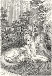  2017 anisis arne detailed_background detailed_sketch duo feral forest hooves lying mammal traditional_media_(artwork) tree 