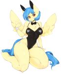  anthro blue_hair bow_tie breasts brown_eyes bunny_costume bunny_ears_(disambiguation) chest_tuft clothing costume cutie_mark equine fan_character feathered_wings feathers female hair hi_res kneeling looking_at_viewer mammal multicolored_hair my_little_pony navel nipples nude pegasus silvia_windmane slugbox solo thick_thighs tuft two_tone_hair voluptuous wide_hips wings 