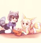  :d animal_ear_fluff animal_ears black_footwear black_gloves black_hair black_legwear black_neckwear black_skirt blonde_hair blush bow bowtie brown_eyes chin_rest commentary_request common_raccoon_(kemono_friends) eighth_note extra_ears eyebrows_visible_through_hair fang fennec_(kemono_friends) fox_ears fox_tail fur_collar fur_trim gloves grey_hair hand_on_own_chin kemono_friends kemono_friends_pavilion looking_at_another lying matsuu_(akiomoi) miniskirt multicolored multicolored_clothes multicolored_hair multicolored_legwear multiple_girls music_box musical_note on_stomach open_mouth pantyhose pink_sweater playground_equipment_(kemono_friends_pavilion) pleated_skirt raccoon_ears raccoon_tail short_sleeves sitting skirt smile sweater tail thighhighs wariza white_footwear white_gloves white_legwear white_skirt yellow_background yellow_legwear yellow_neckwear 