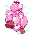  &lt;3 4_fingers anthro bed big_nose black_eyes boots clitoris clothing dinosaur eyelashes female footwear half-closed_eyes hi_res long_tongue lying mario_bros mostly_nude multicolored_scales multicolored_skin nintendo on_back pink_scales pink_skin pink_tongue pink_yoshi plump_labia pussy scales scalie short_tail smile solo tongue tongue_out two_tone_scales two_tone_skin video_games white_scales white_skin wide_hips yoshi ɯ(_&ndash;_&ndash;_)ɯ 