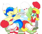  2017 animal_genitalia animal_penis bbsartboutique blue_hair cheerleader clothing cutie_mark equine equine_penis fan_character feathered_wings feathers female hair mammal mango_tango my_little_pony pegasus penis silvia_windmane skirt speech_bubble text wings 