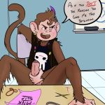  bottomless brown_fur classroom clothed clothing colored cyndiquill200 detention erection feet fur graffiti hair invalid_tag male mammal masturbation monkey partial_nudity penis piercing precum primate public_masturbation punk punkey_(character) school speech_bubble teenager young 