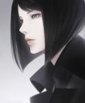  black_hair bob_cut erise face gradient gradient_background grey_eyes highres original pale_skin parted_lips short_hair solo 