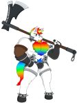  2019 alpha_channel anthro astaroth_(soul_calibur) axe clothing dave_(character) digital_media_(artwork) equine fur hair horn invalid_color male mammal melee_weapon multicolored_hair muscular muscular_male notkastar rainbow solo soul_calibur speedo standing swimsuit underwear unicorn video_games weapon 
