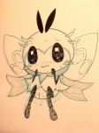  2017 arthropod female nintendo pok&eacute;mon pok&eacute;mon_(species) pussy ribombee simple_background solo tagme tatwuyan video_games 