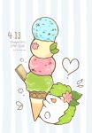  &lt;3 2018 ambiguous_gender dessert eyes_closed feral food ice_cream kanannbo legendary_pok&eacute;mon nintendo open_mouth pattern_background pok&eacute;mon pok&eacute;mon_(species) shaymin shaymin_(land_form) simple_background solo video_games white_background 
