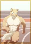  abs anthro balls biceps big_balls big_penis blush chicobo cougar felid feline flaccid foreskin humanoid_penis male mammal muscular nipples nude pecs penis running solo uncut vein veiny_penis white_balls white_penis 