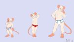  biscuit_(biscuits) briefs bulge child clothing eyewear fur glasses hands_on_hip iztli male mammal model_sheet rat red_eyes rodent simple_background solo standing teenager underwear white_fur young 