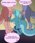  2018 anthro balls blush boopmysnoot breasts butt comic cute dialogue digital_media_(artwork) dragon english_text erection female fur hair invalid_color long_tail male male/female mammal nude open_mouth penis pussy scalie simple_background teeth text tongue tongue_out 