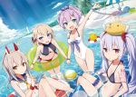  :d animal_ears arm_up ayanami_(azur_lane) azur_lane bangs bare_shoulders beach beach_umbrella bikini black_bikini black_bikini_top black_ribbon blue_sailor_collar blue_sky blush bow bow_bra bra breasts brown_eyes brown_hair bunny_ears casual_one-piece_swimsuit chair cloud collarbone commentary_request day eyebrows_visible_through_hair gochou_(atemonai_heya) green_eyes hair_between_eyes hair_bow hair_ornament hair_ribbon headgear high_ponytail holding holding_hands holding_instrument innertube instrument iron_cross javelin_(azur_lane) laffey_(azur_lane) leaning_forward lighthouse long_hair looking_at_viewer lounge_chair medium_breasts multiple_girls neckerchief ocean one-piece_swimsuit open_mouth outdoors palm_tree ponytail purple_eyes purple_hair red_bikini_top red_bow red_eyes ribbon sailor_collar sand school_uniform serafuku shirt short_hair sidelocks silver_hair sky sleeveless sleeveless_shirt small_breasts smile standing swimsuit transparent tree twintails umbrella underwear very_long_hair wading water waving white_shirt white_swimsuit yellow_innertube yellow_neckwear z23_(azur_lane) 
