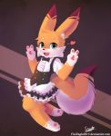  &lt;3 2018 blush bow canine clothing cute jumping kaidatsu maid_uniform male mammal senz smile suit uniform wolf 
