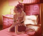  2018 age_difference anthro bed blue_eyes blush breast_size_difference breasts cub demon duo exposed_breasts female female/female fingering flat_chested fur green_eyes hair humanoid humanoid_on_anthro inside kneeling lagomorph looking_back mammal monster_girl_(genre) nipples on_bed open_mouth pink_fur purple_hair purple_skin pussy_juice rabbit saranoia spade_tail spooky_lucky sweat vaginal vaginal_fingering yellow_eyes yin_(yin_yang_yo) yin_yang_yo young 