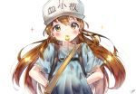  blush brown_eyes brown_hair hat hataraku_saibou loli long_hair platelet_(hataraku_saibou) rimu_(gucg8333) signed white 