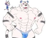  abs animal_crossing anthro barazoku biceps bulge clothed clothing digital_media_(artwork) feline looking_at_viewer male mammal muscular muscular_male nintendo nipples pecs rolf_(animal_crossing) solo steven_ciervyena thong thumbs_up tiger topless video_games white_tiger 
