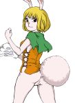  animal_ears anus ass blonde_hair bottomless cape carrot_(one_piece) fist furry glove looking_back no_panties one_piece pussy tail 