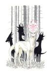  2017 albino anisis arne feral fur group hooves horn looking_at_viewer mammal pink_eyes traditional_media_(artwork) white_fur 