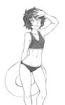 :d bare_shoulders bikini breasts collarbone eyebrows_visible_through_hair eyes_visible_through_hair freckles greyscale hand_up innertube looking_at_viewer mari_(twrlare) monochrome navel open_mouth original short_hair small_breasts smile solo stomach swimsuit tankini twrlare 