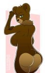  bear big_breasts breasts brown_fur butt doxxyl female fur green_eyes karleen looking_at_viewer mammal nude one_eye_closed smile solo thick_thighs voluptuous 