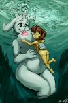  2018 age_difference air_bubbles anthro barefoot big_breasts breasts byondrage caprine child digital_media_(artwork) feet female goat grope hair hand_on_back hi_res holding_breath hug human lake male mammal mature_female navel nipples nude parent protagonist_(undertale) puffed_cheeks size_difference slightly_chubby son toriel undertale underwater video_games water young 