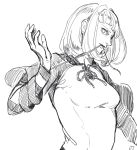  1girl breasts commentary_request drag-on_dragoon drag-on_dragoon_2 manah monochrome short_hair solo 