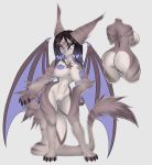  2018 anthro big_ears blue_nipples blue_vagina breasts brown_fur brown_hair butt claws dragon female fur hair long_tail mammal nipples paws pussy sm0shy small_waist solo star wings 