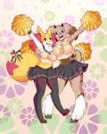  2018 anthro big_breasts braixen breast_size_difference breasts brown_fur canine caprine cheerleader clothing cosplay dog duo eyebrows fan_character female fur goat horn hybrid legwear looking_at_another mammal mane megurine_luka meiko_(vocaloid) midriff miniskirt nintendo onirin pok&eacute;mon pok&eacute;mon_(species) pom_poms purple_eyes red_eyes red_nose ribbons sally_hazel scarf seraphine_(roflfox) simple_background skirt stick thigh_highs video_games vocaloid white_fur yellow_fur 