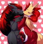  angry anthro blush breasts claws comparing comparing_penis delphox dickgirl dickgirl/male duo erection eye_contact frottage frown geiru_mirua inner_ear_fluff intersex intersex/male male nintendo pok&eacute;mon pok&eacute;mon_(species) sex smile video_games zoroark 