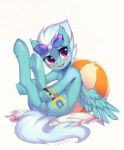  2018 anus ball beach_ball blue_feathers blue_hair blush bracelet butt clitoris cute cutie_mark equine eyebrows eyelashes eyewear feathered_wings feathers female feral fleetfoot_(mlp) friendship_is_magic hair hi_res hooves jewelry legs_up mammal multicolored_hair my_little_pony nude open_mouth open_smile pegasus portrait purple_eyes pussy sharedast short_hair signature simple_background sitting smile solo sunglasses teeth tongue towel traditional_media_(artwork) two_tone_hair underhoof white_background wings wonderbolts_(mlp) 